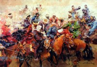 Shan Amrohvi, 30 x 42 inch, Oil on Canvas, Horse Painting, AC-SA-166
